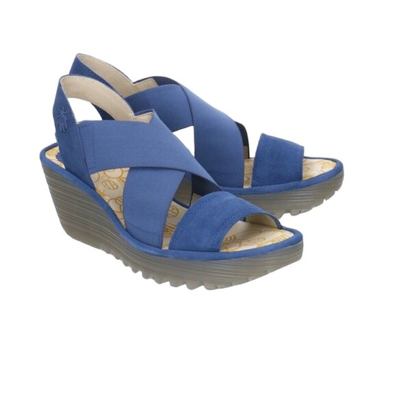 Fly London Shoes - Fly London Women's Yaji Wedge Sandal Blue Women's 41 US 10